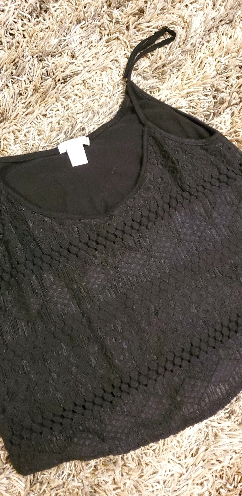 Black crochet crop top